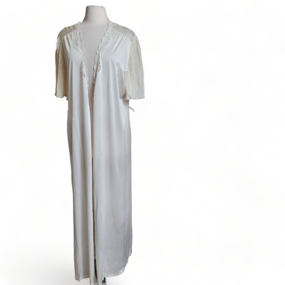 Vintage 70s Miss Elaine Full Length Maxi Robe Pleated Large USA Union ILGWU